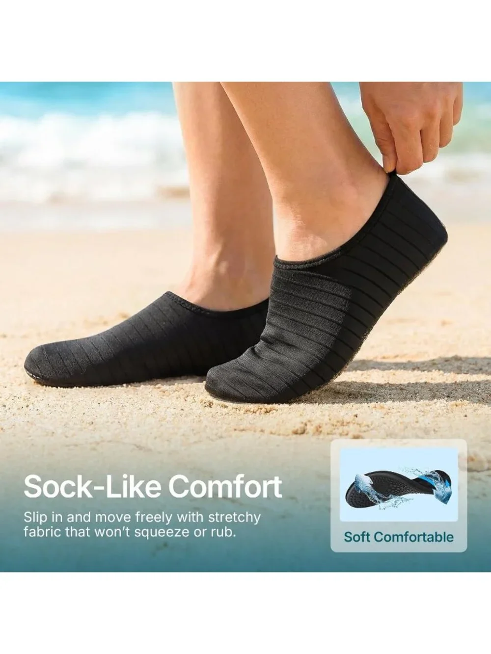 Unisex Black Water Shoes For Quick Dry Aqua Socks Beach Swim Pool River Hiking